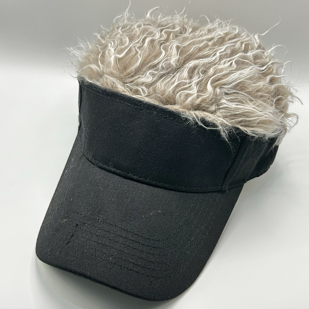 Hair Wig Costume Visor Hat Cap Adjustable Strapback Black Brown Halloween